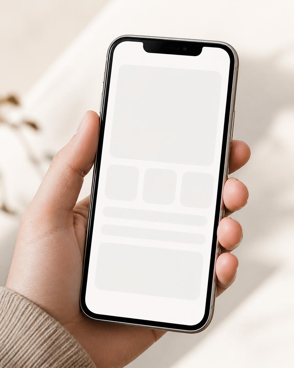 A mobile application held in one hand